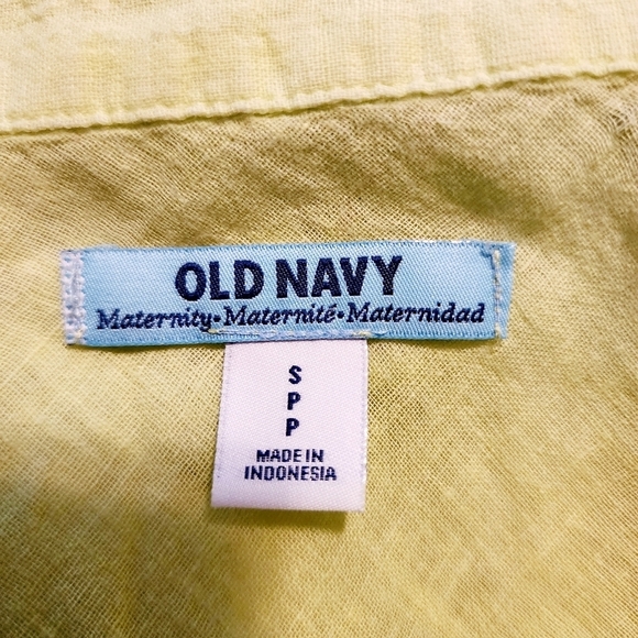 Old Navy Maternity Yellow Green Collared Henley Tie Waist Tunic Top Size Small S - Picture 6 of 8